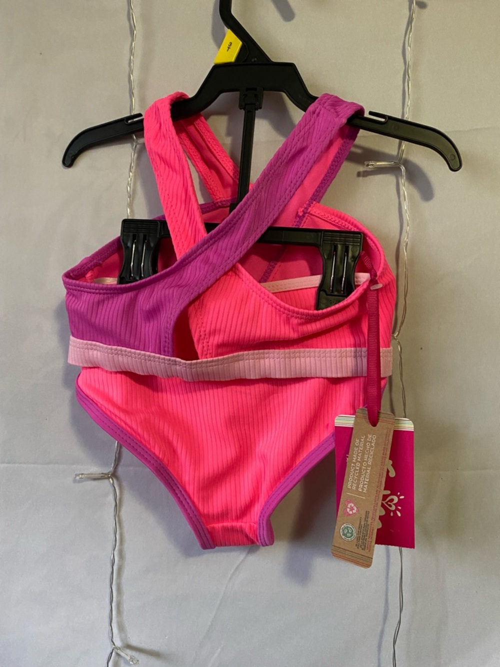 Hot Pink Ribbed Two-Piece Bikini Set - Picture 3 of 3